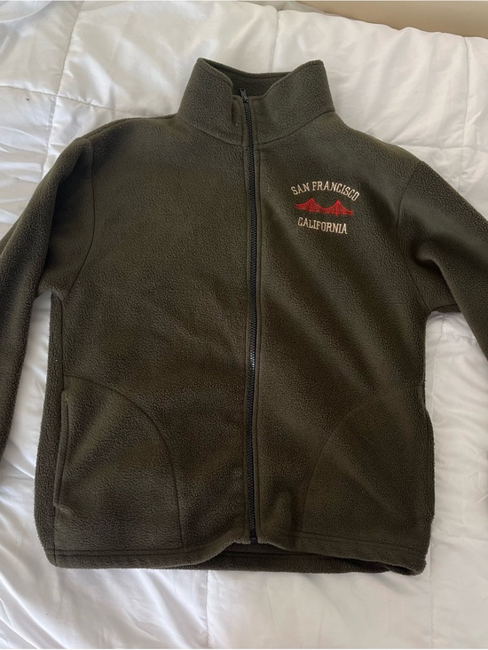 Jackets & Blazers - San Francisco California Olive Green Fleece Zip Jacket